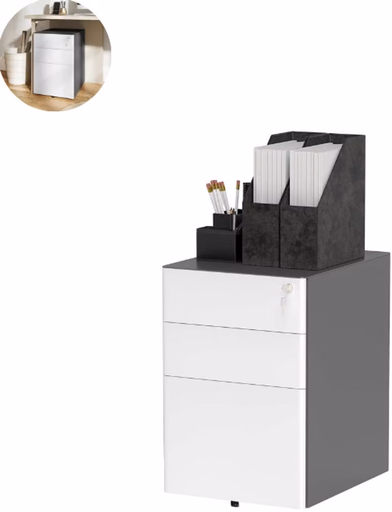 GranMaison Archiefkast van metaal met roldeuren en slot, Wit, B: 48 cm, D: 39 cm, H: 59 cm