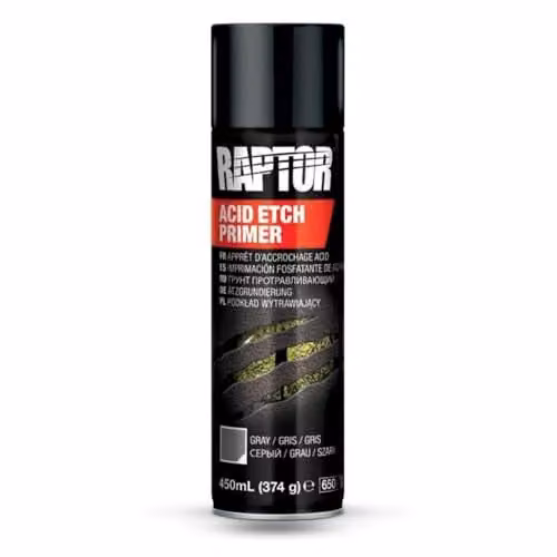 Raptor 1K Acid Etch Primer en Raptor Liner Etch Primer spuitbus, grijs, 450 ml - 500 ml