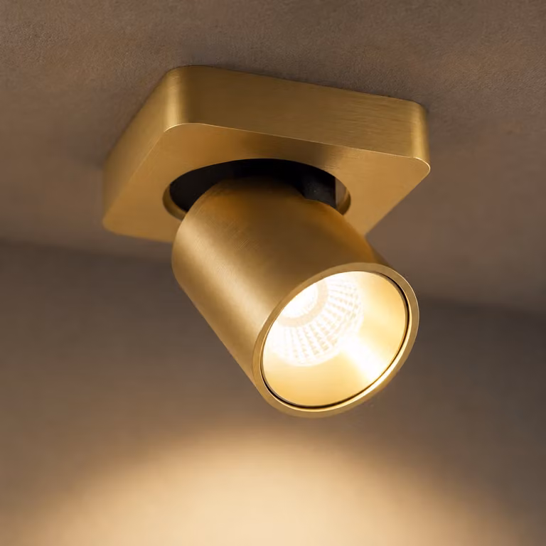Artdelight Laguna Led opbouwspot goud, vierkant, 10 x 10 cm