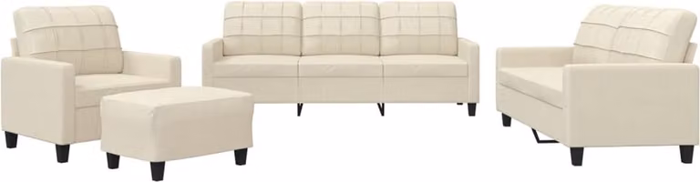 vidaXL 4-delige loungeset met kussens in crème kunstleer