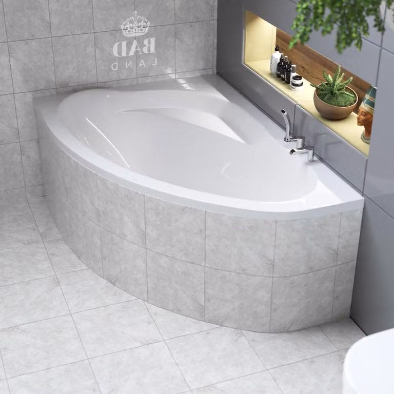 Badland Marea Hoekbad met isolatie en sifon, links, 150 x 100 cm