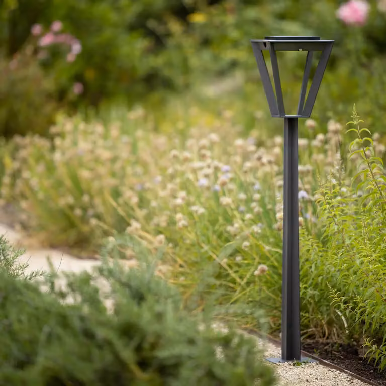 Les Jardins Metro LED tuinlamp op zonne-energie met bewegingssensor, grijs aluminium