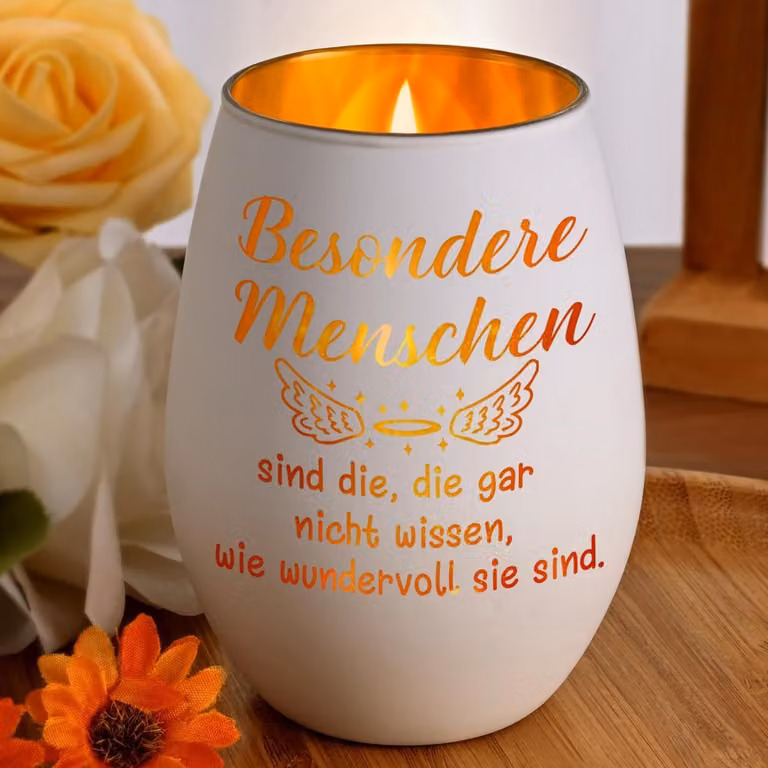 Joymaking Lantaarn met Gravure voor Volwassenen - Gepersonaliseerde Kaarsenhouder - Wit