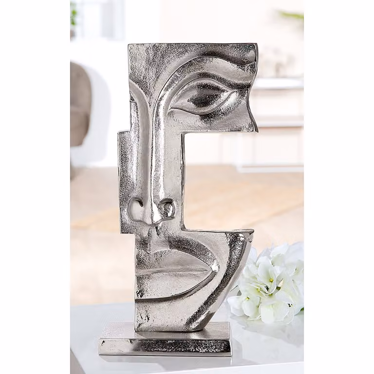 home24 Sculptuur Face Big Lips Zilver B/D/H: 40 x 21 x 9 cm