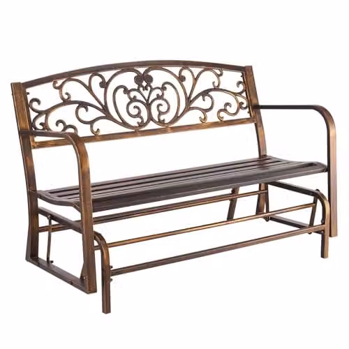 VEVOR Tuinbank met armleuningen, Antiek Brons, 127 cm, weerbestendig metalen frame