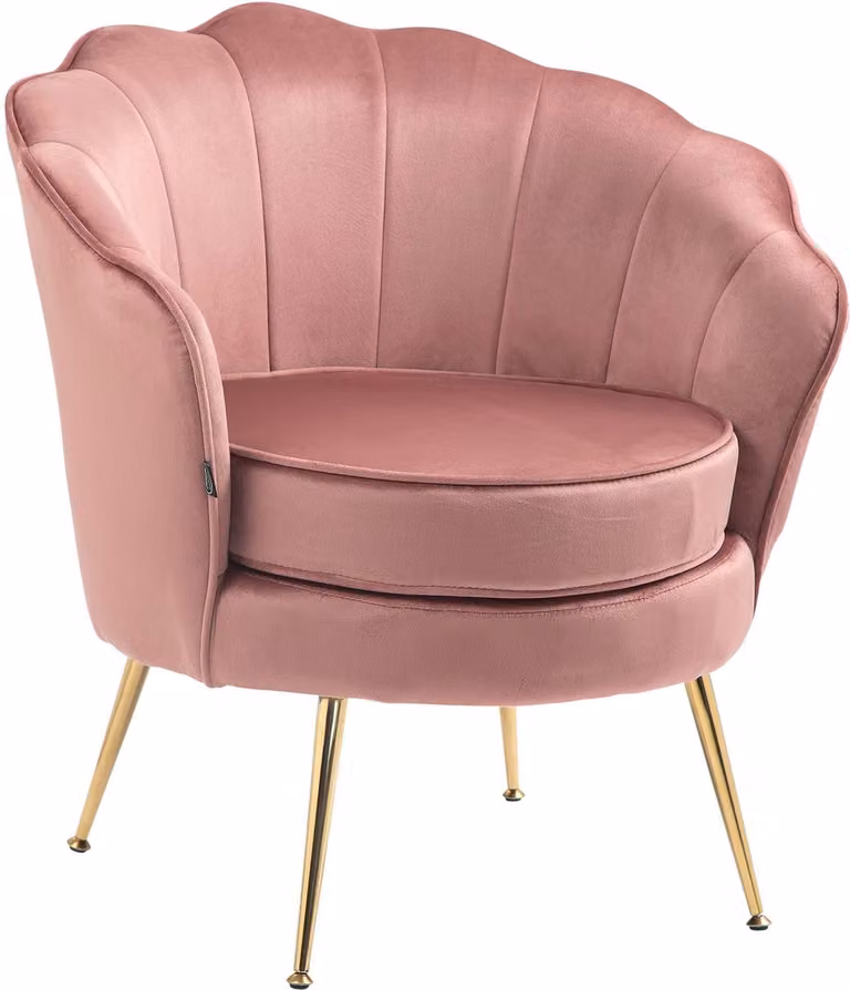 CLP Rosita Fauteuil met armleuning, Roze Velvet met Goudkleurig metalen frame