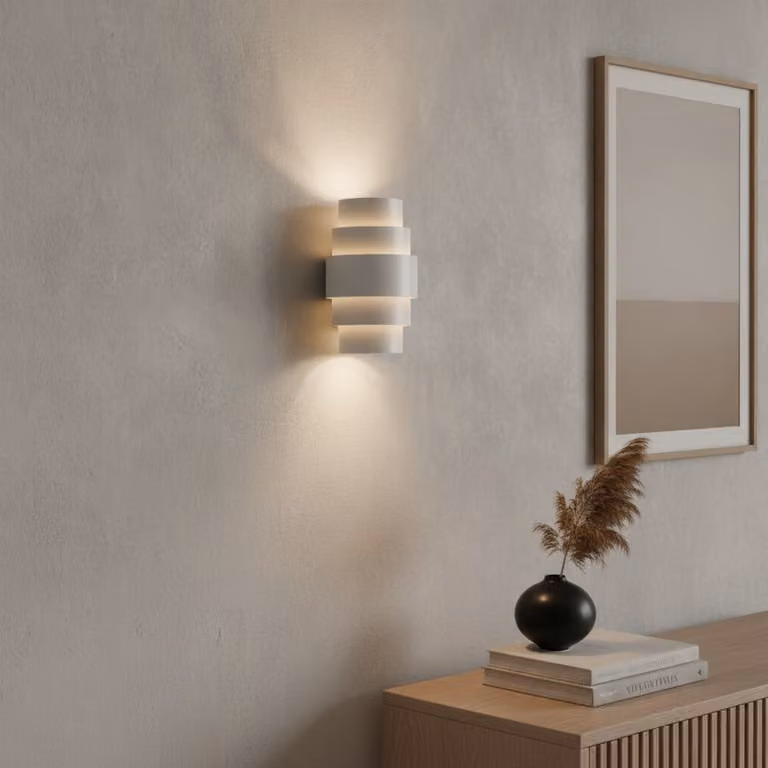 Artdelight Wandlamp Rolls Design Wit met Goud/Messing Hoogte: 22 cm