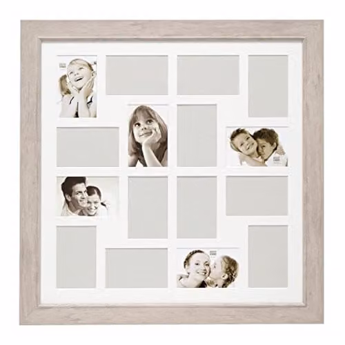 Deknudt Frames S48SH1P16 meervoudige fotolijst voor 16 foto's, hout, wit/helder, 10 x 15 cm