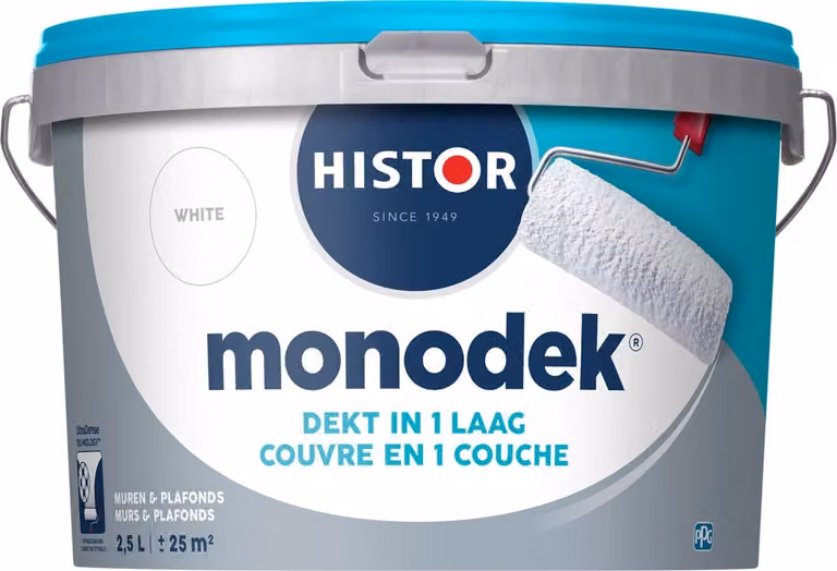 Histor Monodek Muurverf Binnen Mat Wit 2,5L