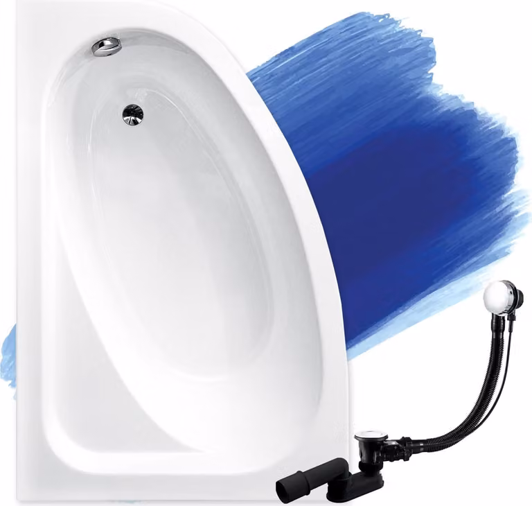 Badland Eckbadkuip hoekmodel links inclusief afvoer en poten B/D: 140 x 80 cm