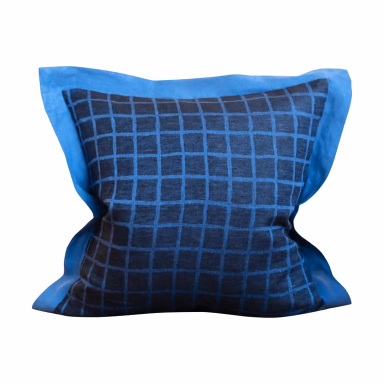 Fine Little Day Geruite kussenhoes Blue-black 47 x 47 cm