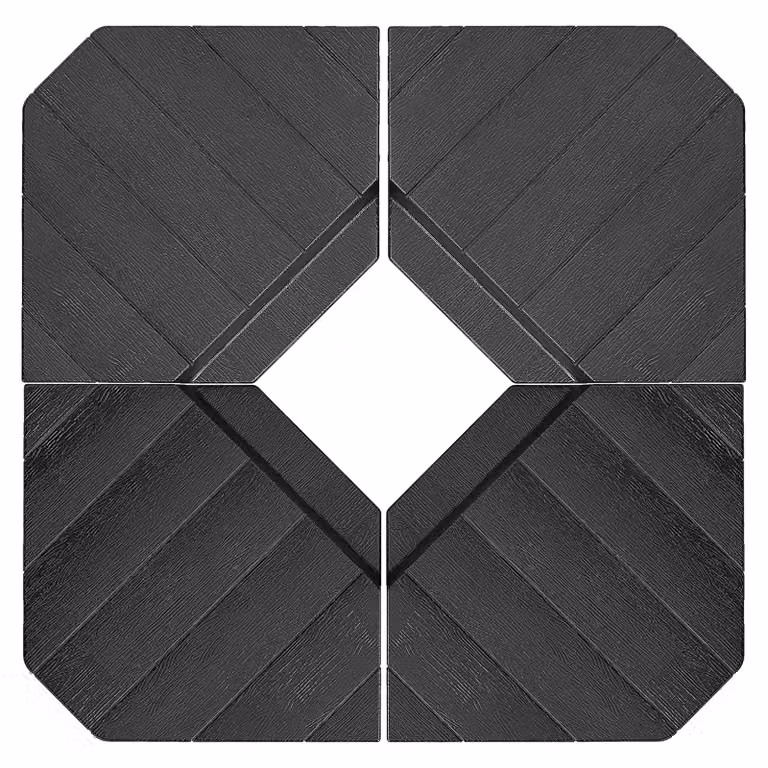 Outsunny Vulbare parasolvoet gewichten voor water en zand, Kunststof, Zwart, B: 80 cm, D: 80 cm, H: 13 cm