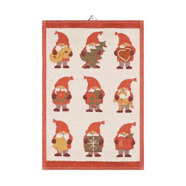 Ekelund Linneväveri Tomtemys keukenhanddoek - Rood - 35 x 50 cm