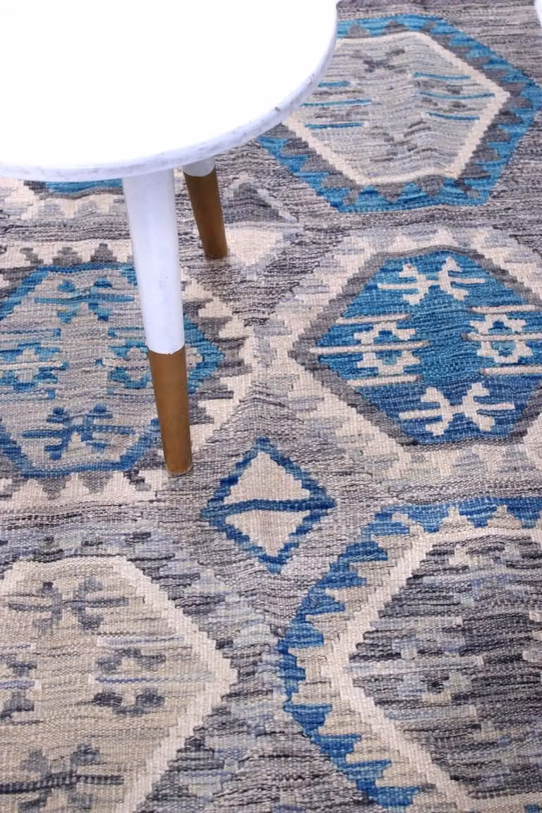 Koho Afghan Kelim Handgeweven Laagpolig Wollen Vloerkleed - Kleurrijk - B/D: 121 x 80 cm