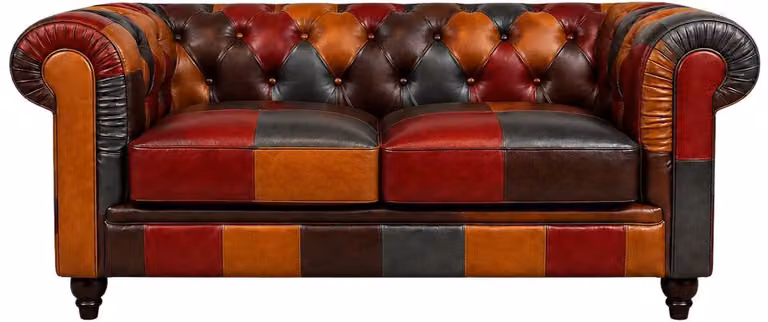 Meubeldistrict Chesterfield Bankstel - 2 Zits - Patchwork Leer - Multicolor - Breedte: 152 cm