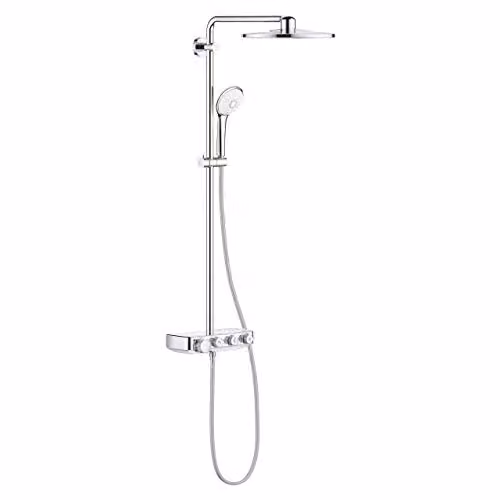 GROHE Euphoria SmartControl 310 Duo Douchesysteem met thermostaatkraan, handdouche en overheaddouche, geborsteld staal/zilver
