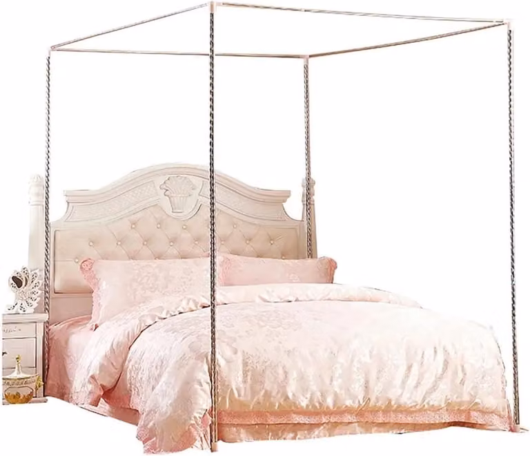 Bed canopy frame van roestvrij staal voor volwassenen, Zilver, 180 x 200 cm