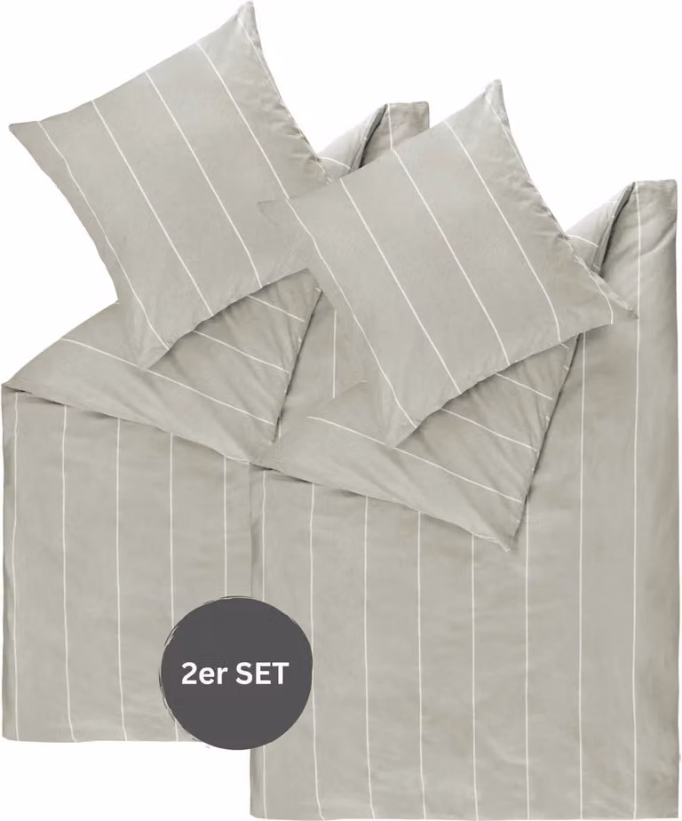 ESPRIT HARPLINES Versterkte kussenslopen en beddengoed set, Grijs, 135 x 200 cm met 2 kussenslopen van 80 x 80 cm