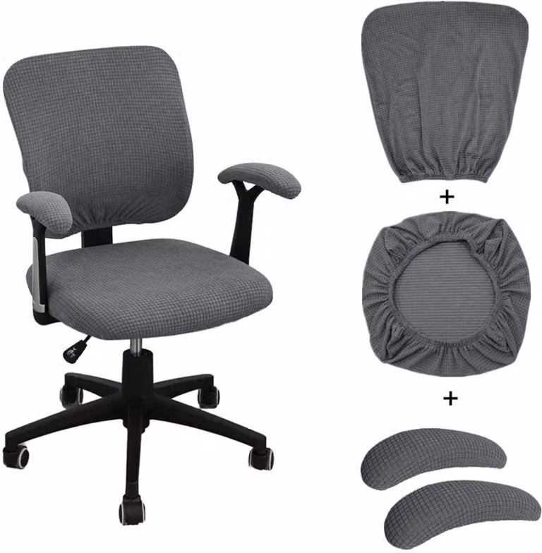 4-delige set stretchhoezen voor eetkamerstoelen, lichtgrijs