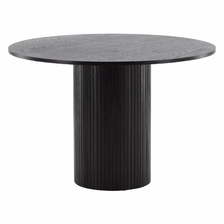 QUVIO Havi ronde eettafel - Zwart fineer - Diameter: 110 cm, Hoogte: 75 cm