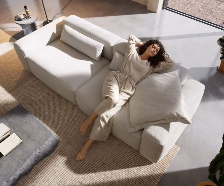 DELIFE Freestyle Pure Grote Bank - Beige Bouclé - B: 280 cm, D: 110 cm