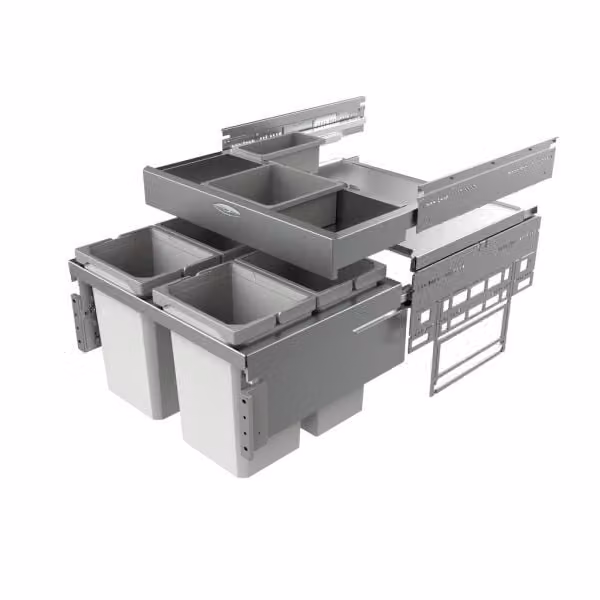 Naber Cox Base 1T 600-4 Vuilnisbak met basisplaat, lichtgrijs, Hoogte: 46 cm