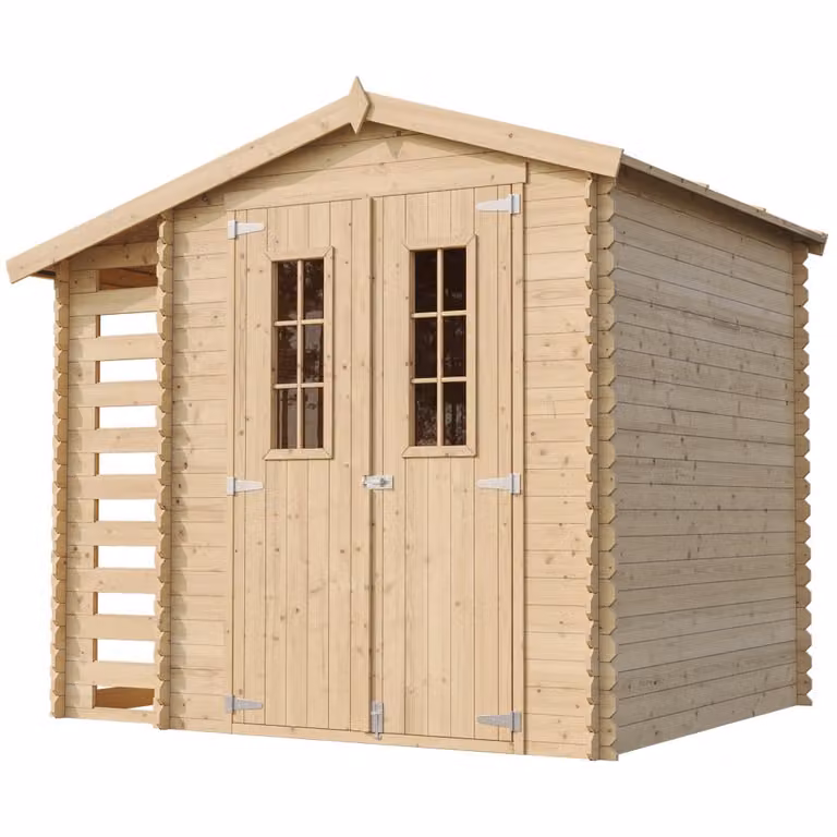 TIMBELA Houten Tuinhuis met Houtopslag Model M386C, B206 x L272 x H218 cm