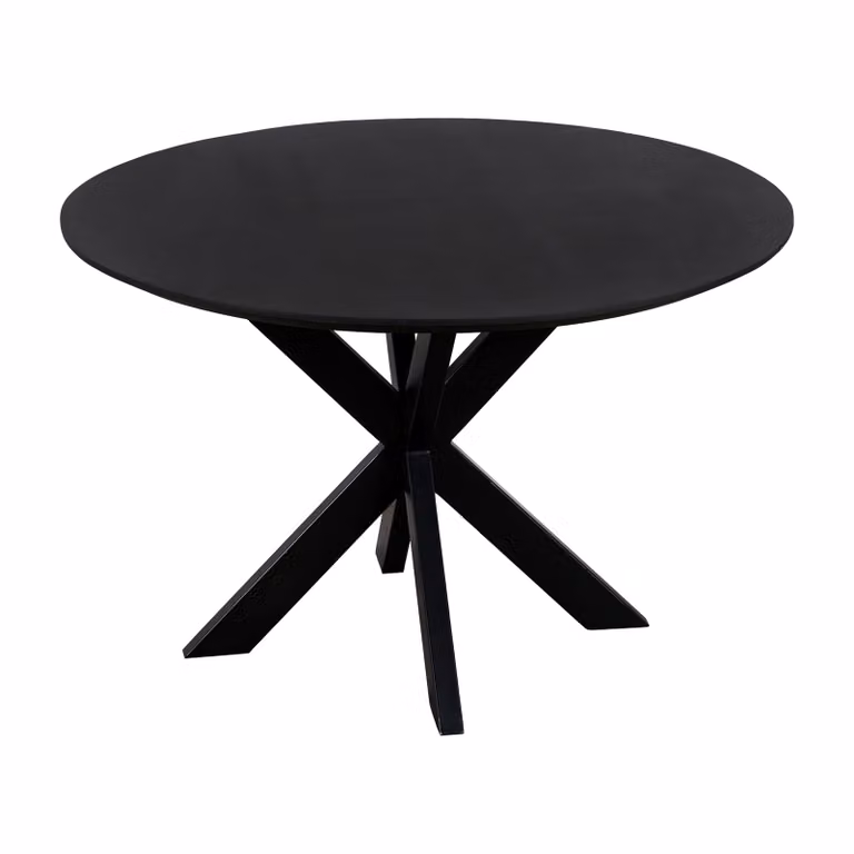 QUVIO Eettafel Sofia - Rond - Ø 130 cm - Mangohout - Zwart