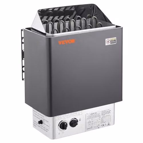VEVOR Elektrische Saunaoven van Roestvrij Staal, 8 kW, 400 V, Zwart, Wandmontage