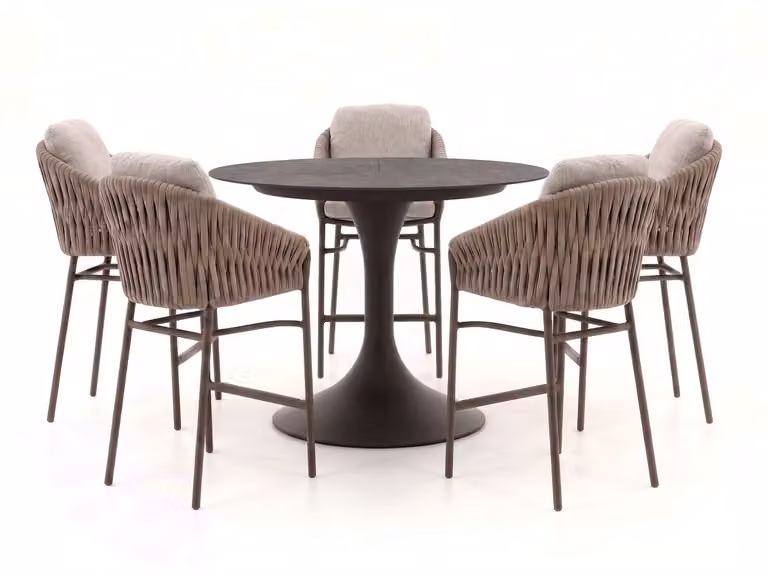 Barset SUNS Tuinset voor 5 personen, 6-delig, Sintered Stone en Aluminium, Grijs