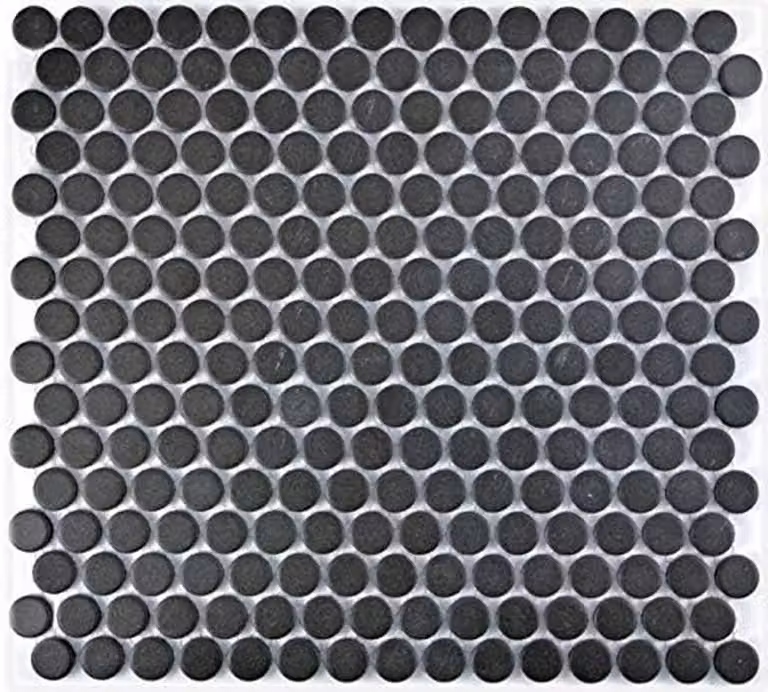 Knoopmozaïek Douchebak Antislip Rond Zwart Antraciet - 0,09 m2