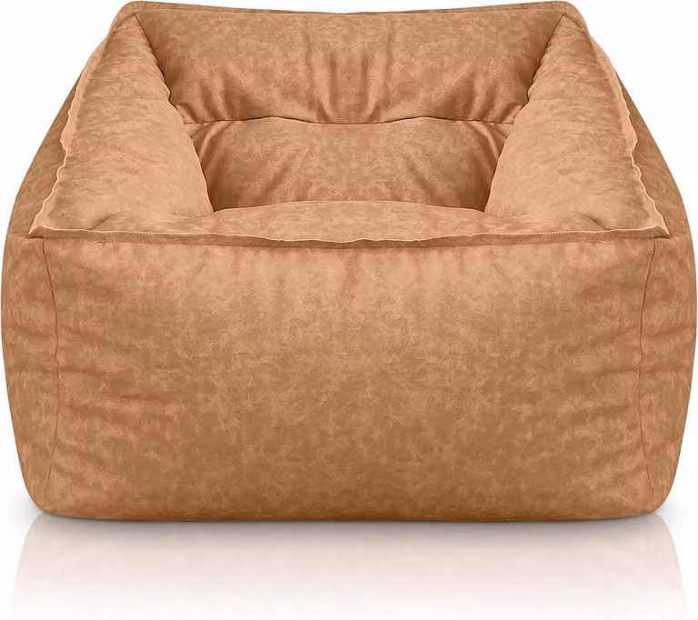 XXL Zitzak Beige met Vulling - Comfortabele Soft Body Loungebucket van Kunstleer voor Volwassenen