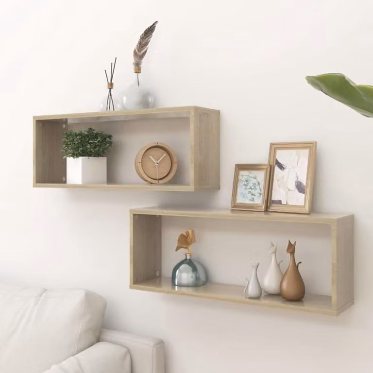 Wandkubus Plank Sonoma Eiken - Zwevende Wandplank met Onzichtbaar Montagesysteem - B/D/H: 60 x 15 x 23 cm