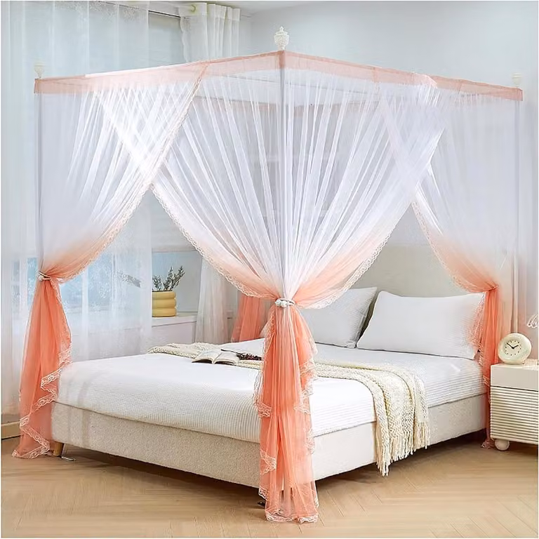 Bed luifel frame voor Twin bed - Oranje - Metalen hemelbed frame voor slaapkamer decoratie