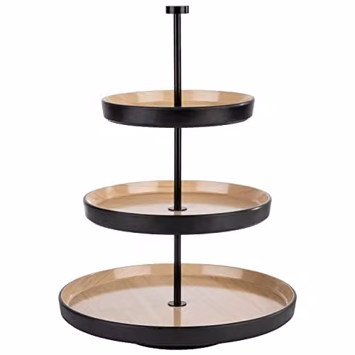 APS 85211 Frida 3-traps etagère met melamine schalen, zwart of beige, Hoogte: 43 cm