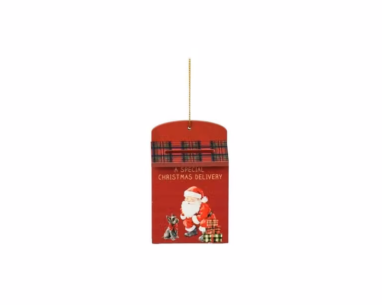 Rode kersthanger mailbox van triplex, B: 6 cm, D: 3 cm, H: 9,5 cm