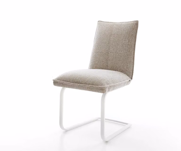 DELIFE Lelio-Flex stoel met sledemodel en geweven stof in beige en wit