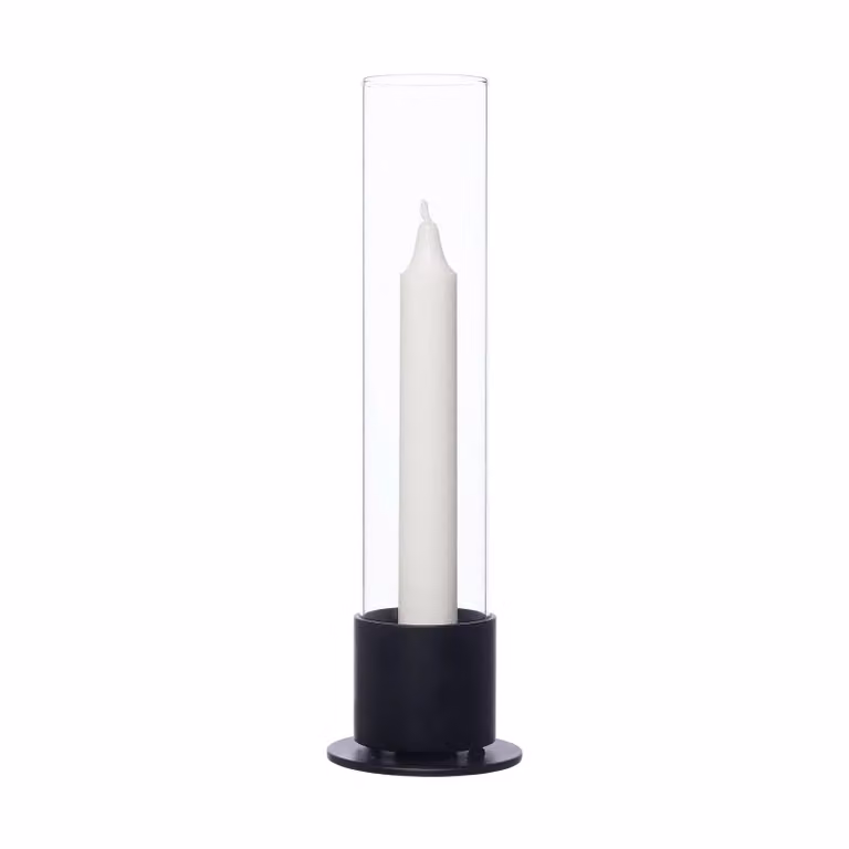 ERNST Ernst kandelaar met glascilinder, Zwart, Ø 7,5 cm
