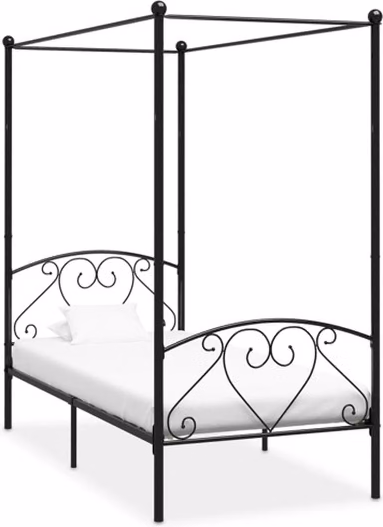 vidaXL Hemelbedframe van metaal in zwart, 90 x 200 cm