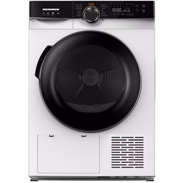 Heinner HHPD-M8K3A Warmtepompdroger 8 kg, 14 Programma’s, Anti-kreuk, LED-display, Wit