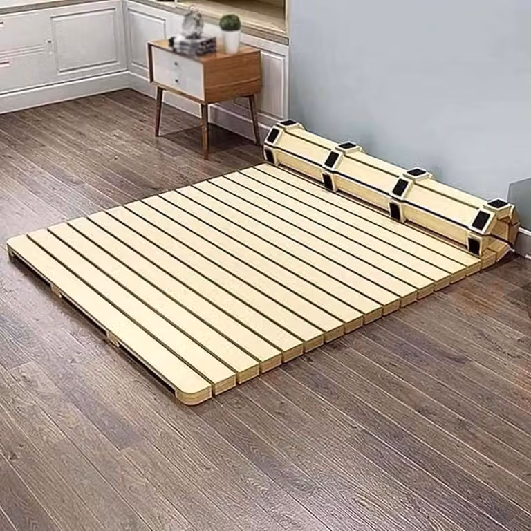 Oprolbaar Tatami Matrasframe van Natuurlijk Hout - Antislip en Geluiddempend - B/D: 80 x 190 cm