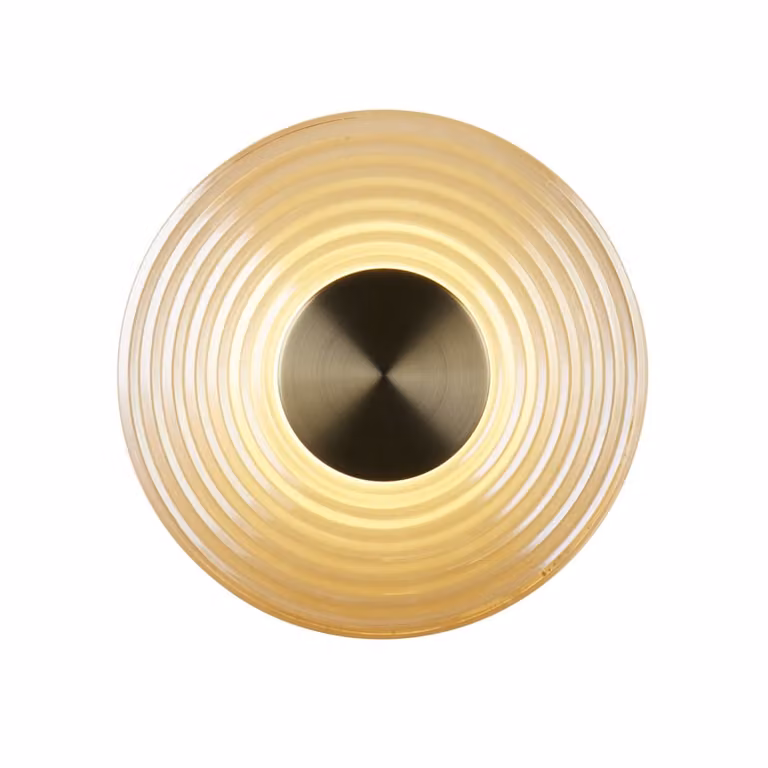 Searchlight Cleo dimbare LED-wandlamp in antiek messing en glas voor woon- of eetkamer