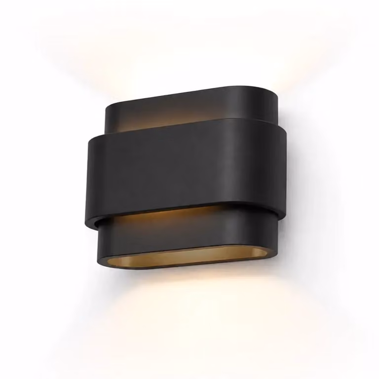 Artdelight Wandlamp Metz Zwart Modern Up & Down Effect met Keramiek en Metaal