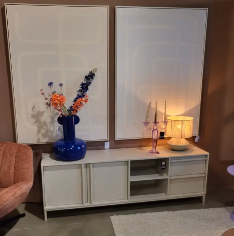 By Boo TV meubel Boaz modern beige/wit hout-effect B/D/H: 180 x 40 x 61 cm
