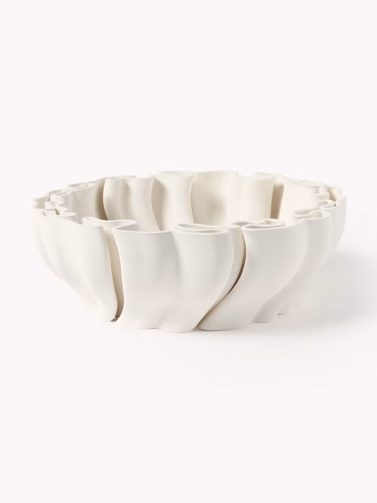 Ferm LIVING Dedali Decoratieve schaal, wit, keramiek, B: 35,0 cm, D: 35,0 cm, H: 11,0 cm