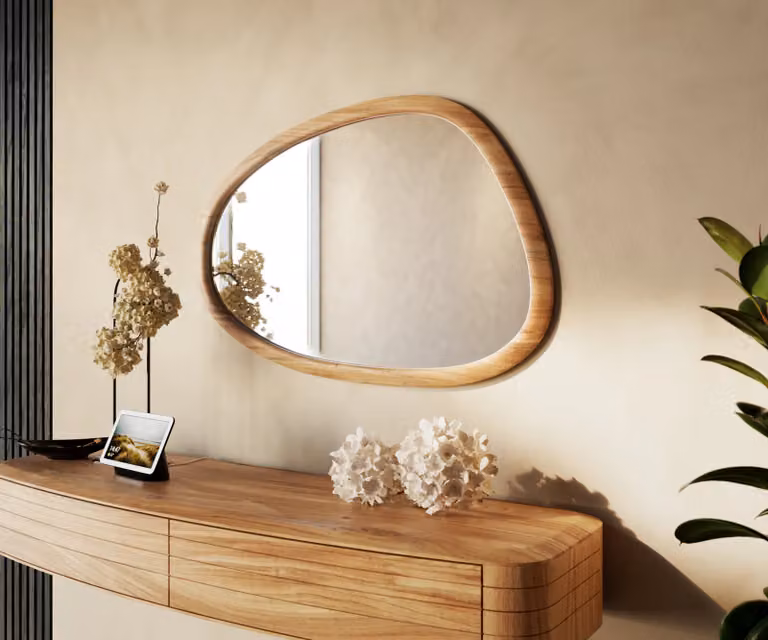 DELIFE Acacia Aura Spiegel, Bruin, B: 90 cm, H: 60 cm