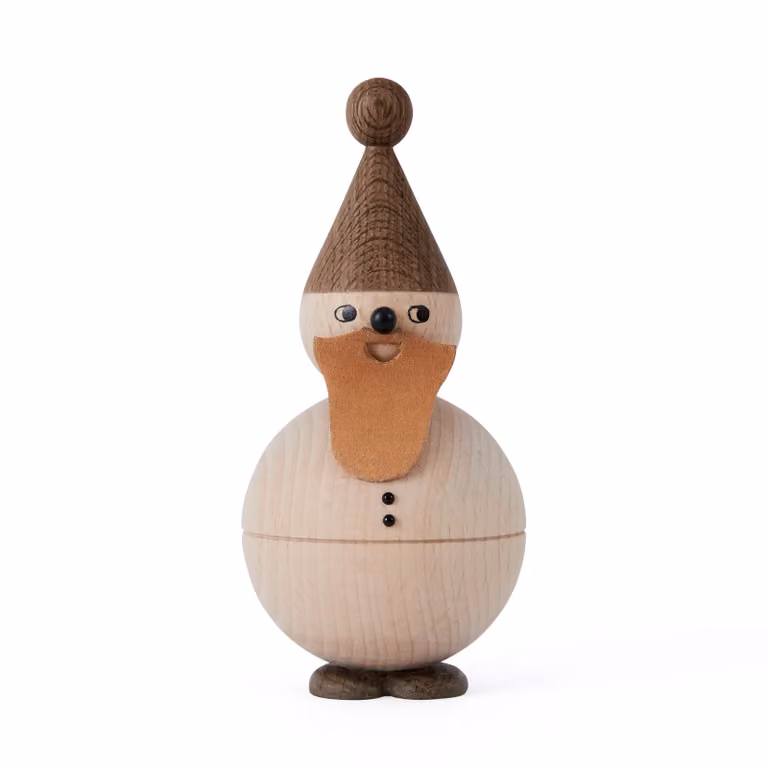 OYOY Santa Claus houten kerstfiguur van beukenhout, eikenhout en leer