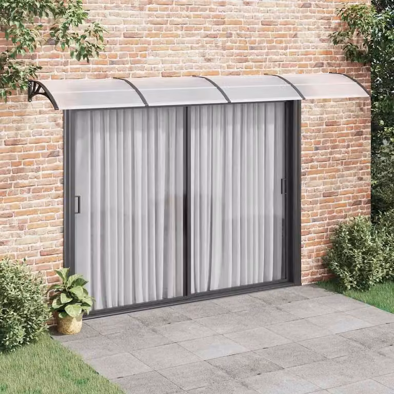 vidaXL Overkapping voor deur, zwart en transparant, 400 x 75 cm, polycarbonaat