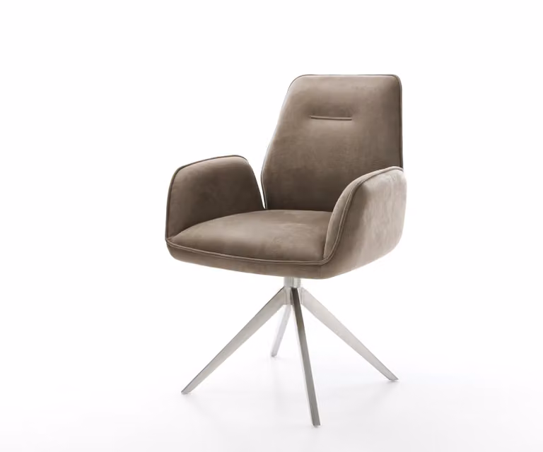 DELIFE Draaistoel met armleuningen, Beige Microvezel Velvet, 360 graden draaibaar