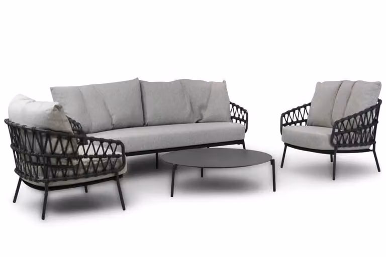 4 Seasons Calpi/Pacific 4-delige loungeset met aluminium frame en grijze kussens
